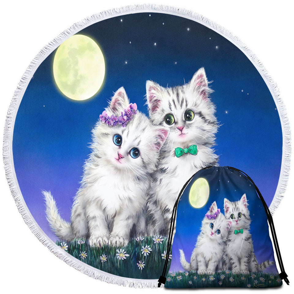 Adorable Cats Art Moon Romance Grey Kittens Beach Towels Near Me