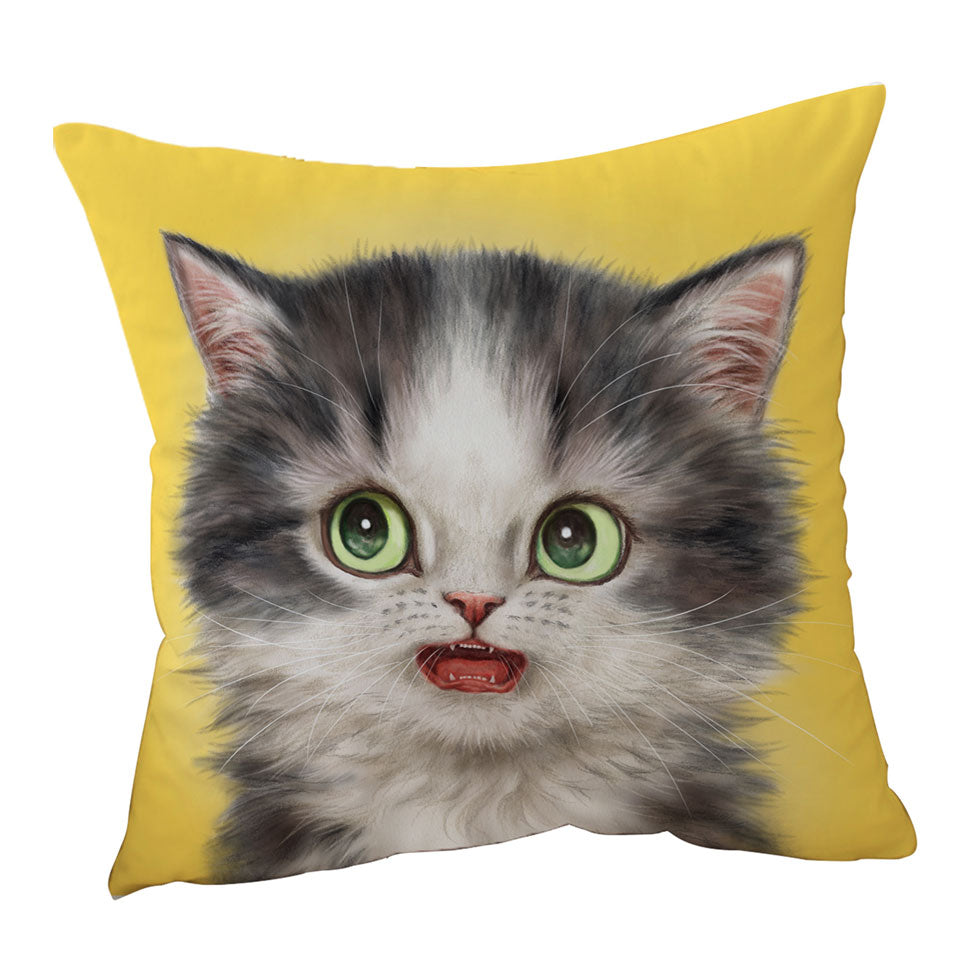 Adorable Cats Scared Grey Kitten Decorative Cushions