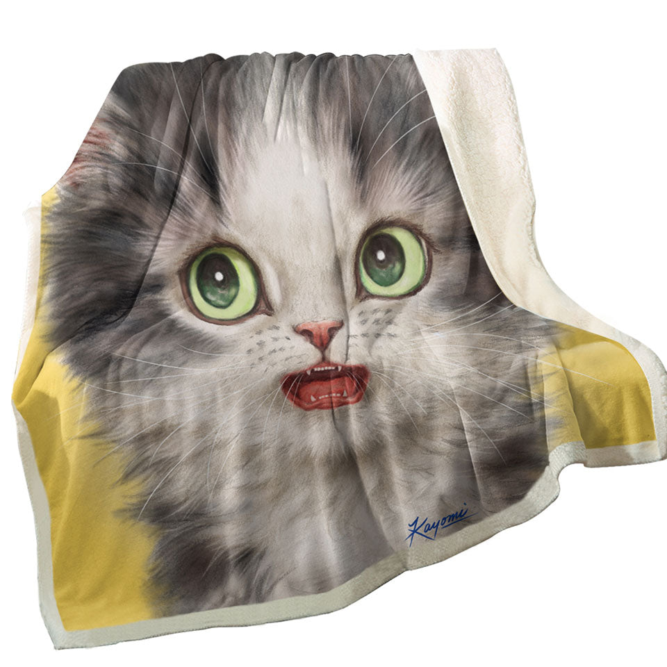 Adorable Cats Scared Grey Kitten Decorative Throws