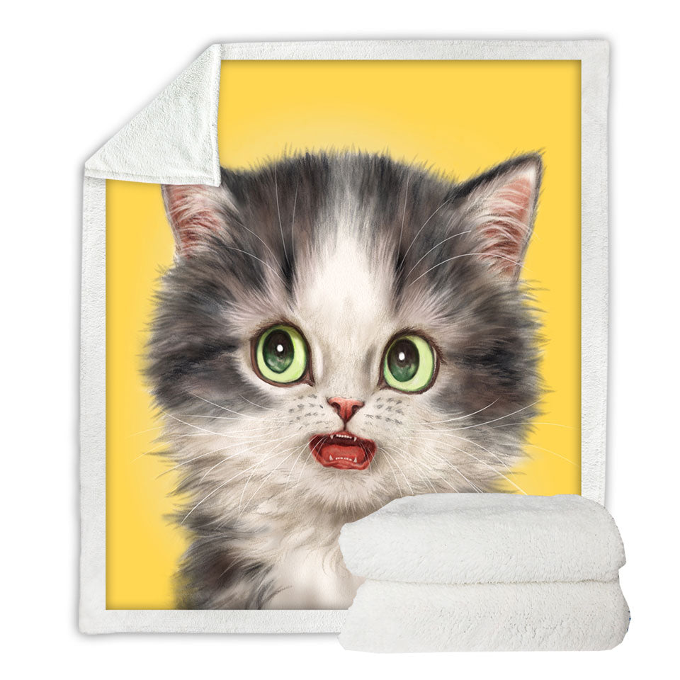 Adorable Cats Scared Grey Kitten Sofa Blankets