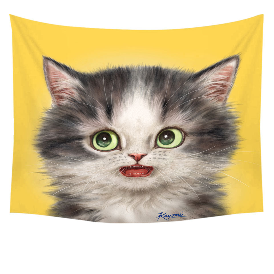 Adorable Cats Scared Grey Kitten Tapestry