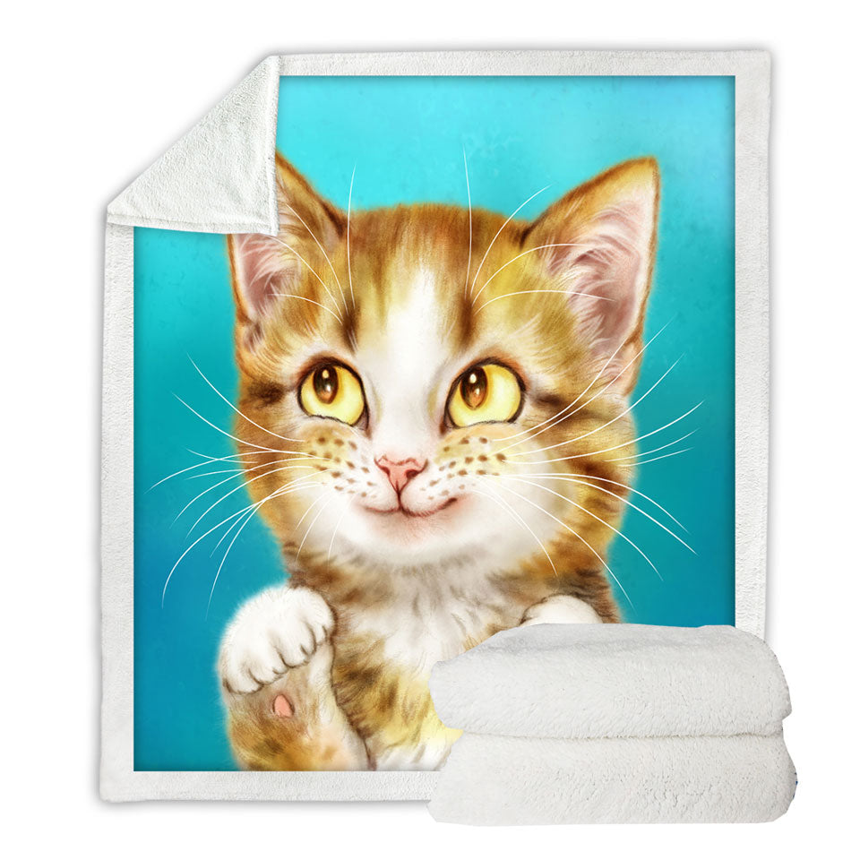Adorable Childrens Throws Smiling Tiger Tabby Kitty Cat