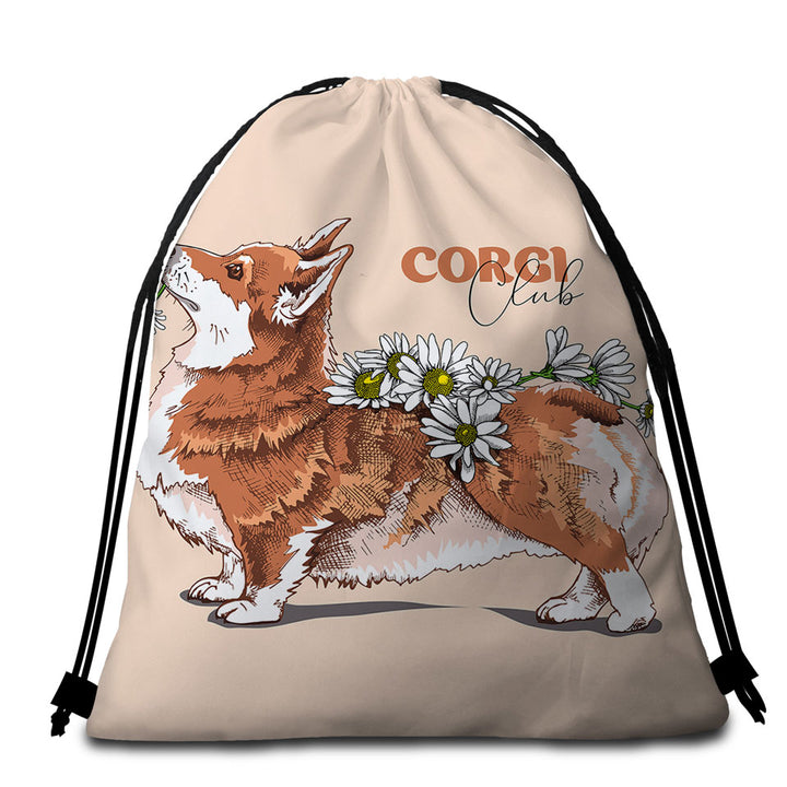 Adorable Corgi Dog Beach Towel Bag