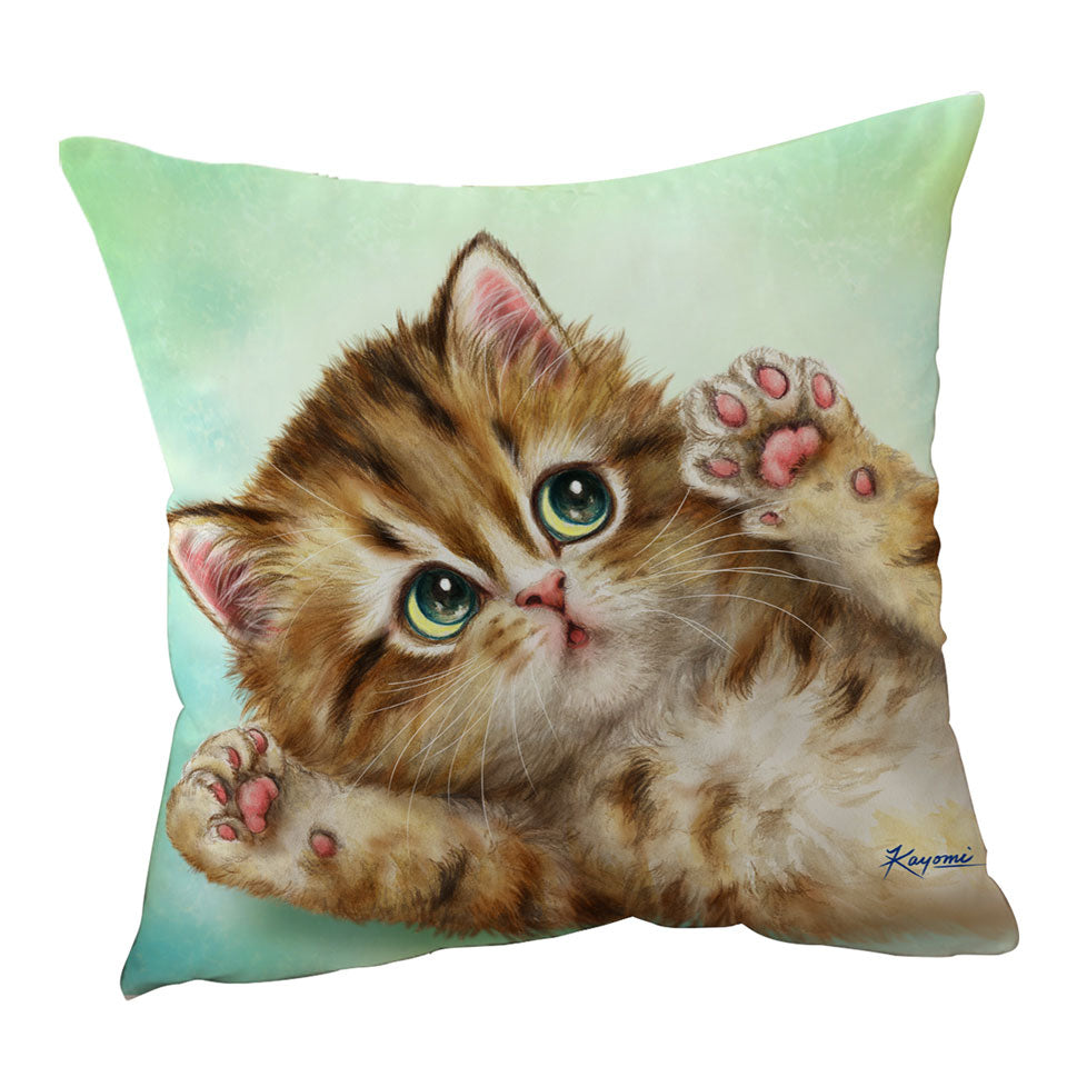 Adorable Cushion Covers with Kittens Art Relaxing Kitty Cat