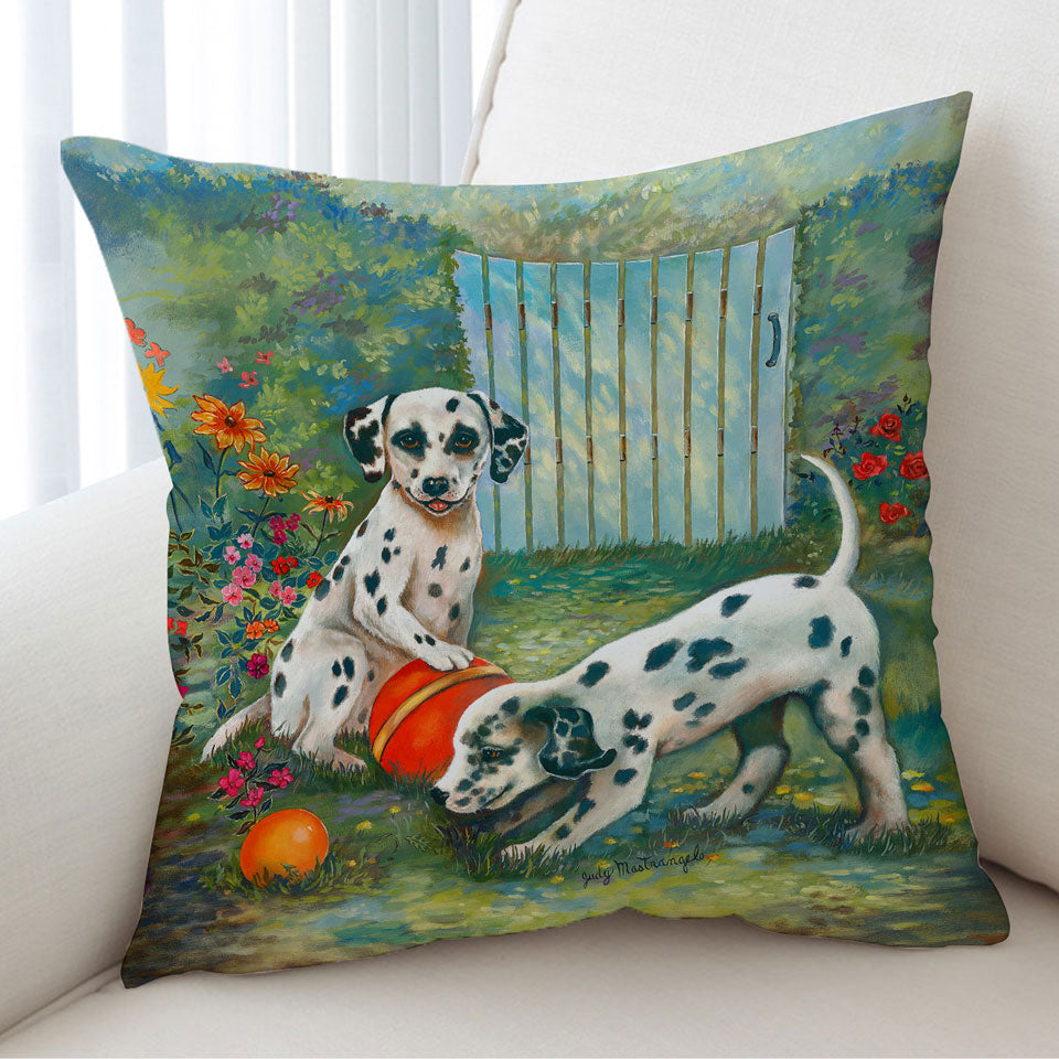 Adorable Dogs Art Cute Dalmatians Cushion