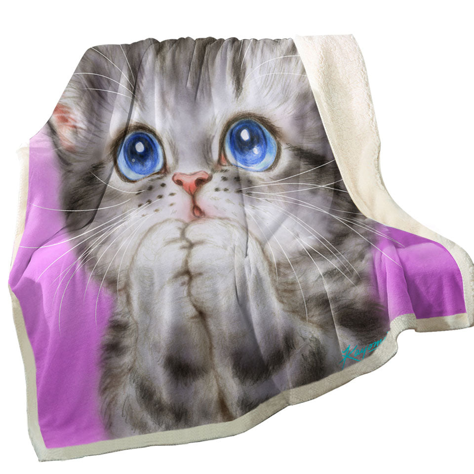 Adorable Fleece Blankets Kitten Begs for Love Cute Cats Painting