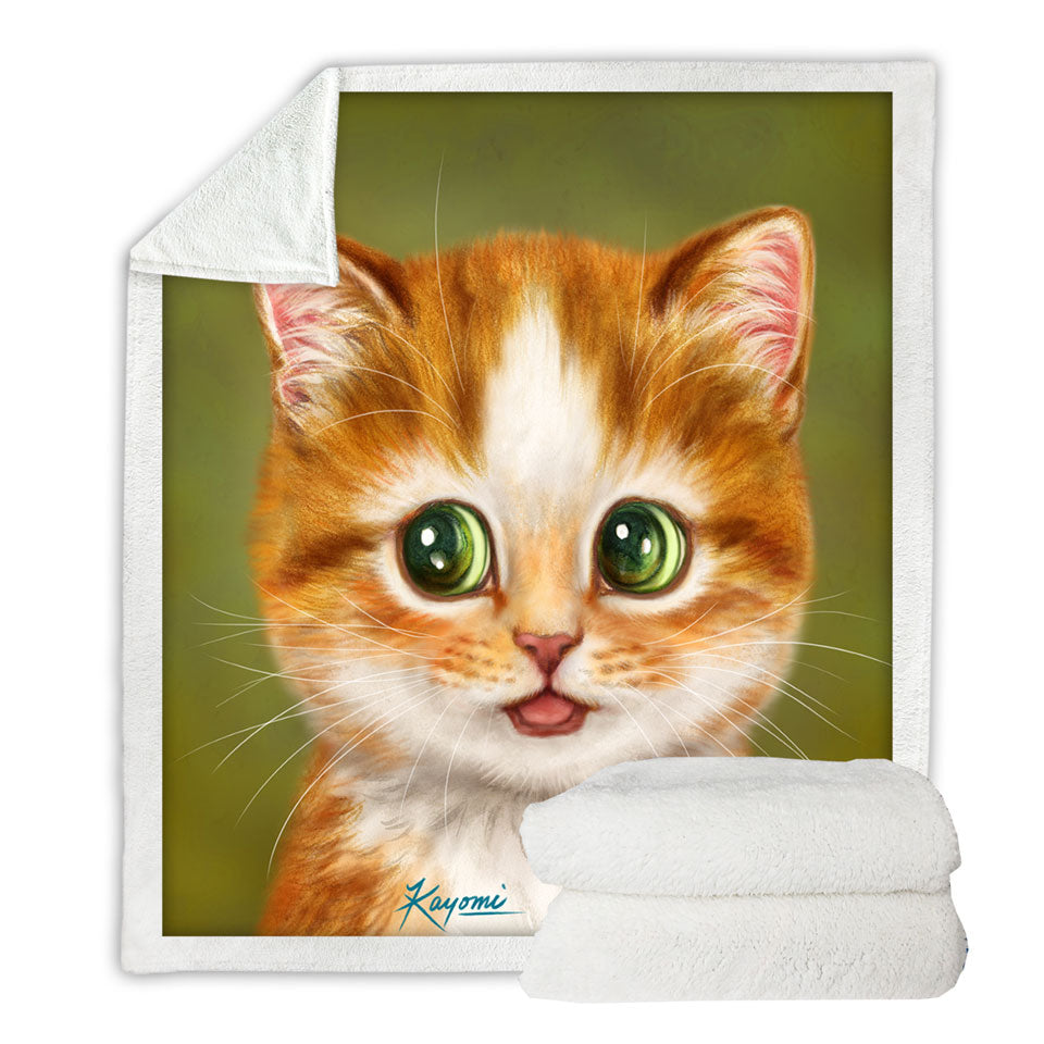 Adorable Fleece Blankets Painted Ginger kitty Cat