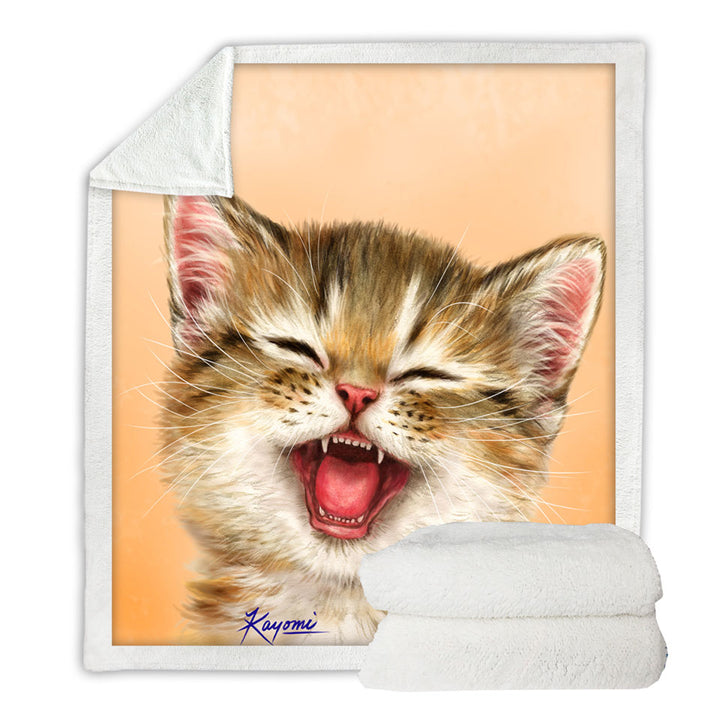 Adorable Fleece Blankets for Children Laughing Kitten