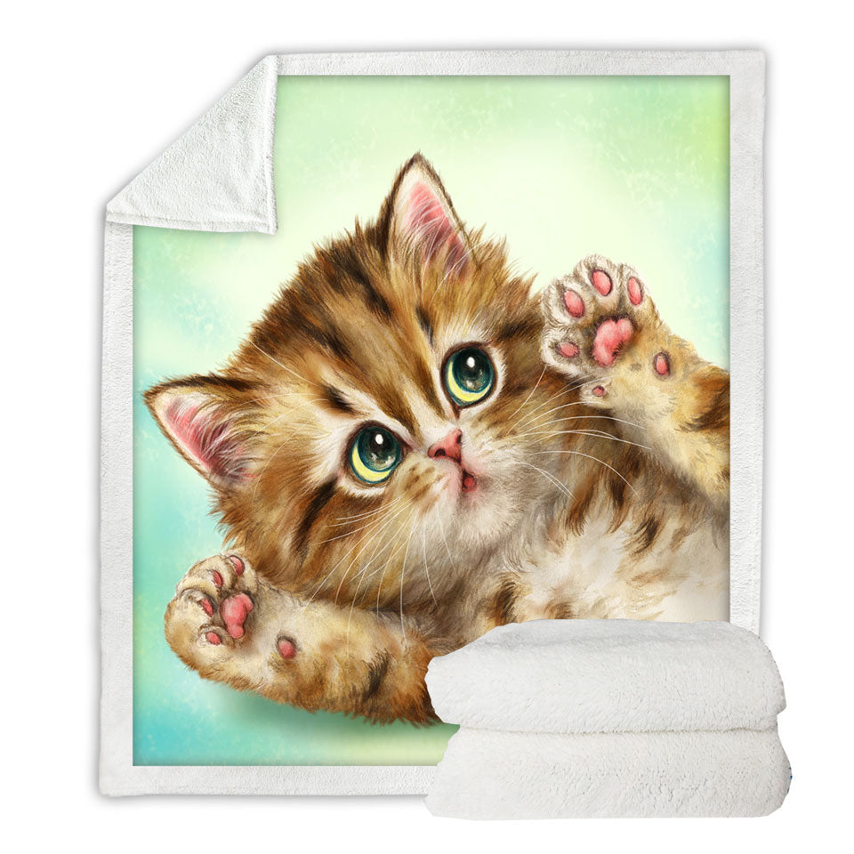 Adorable Fleece Blankets with Kittens Art Relaxing Kitty Cat