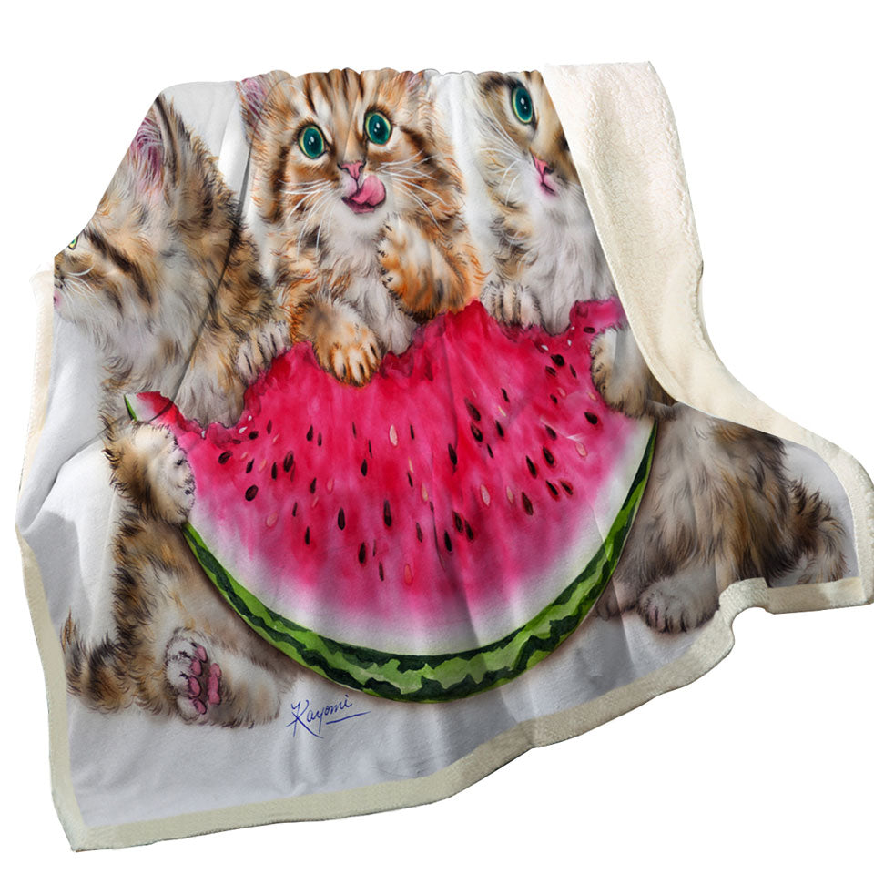 Adorable Funny Kittens Watermelon Throws Summer Treat