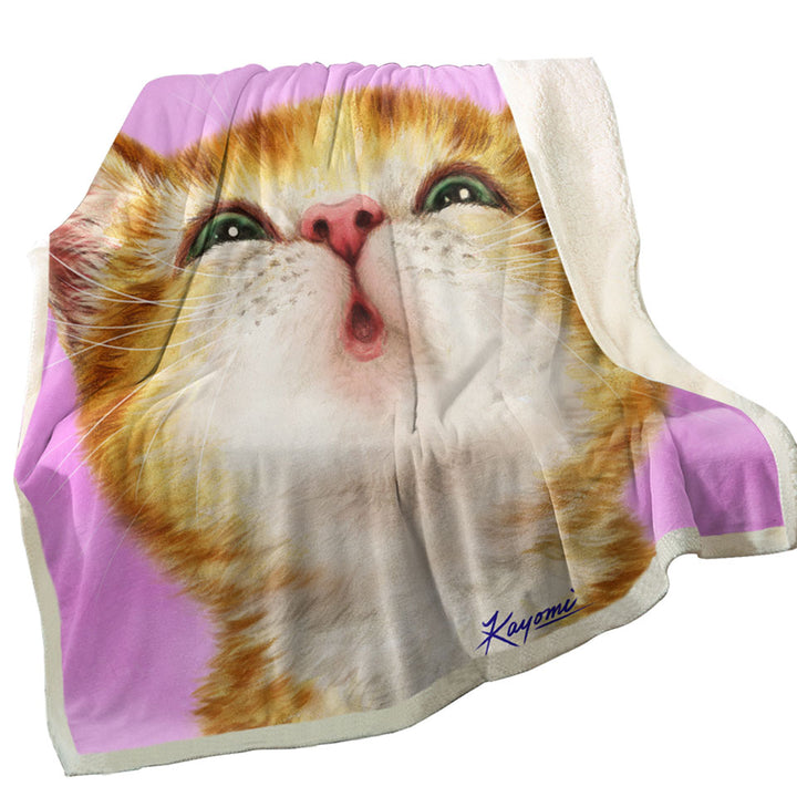 Adorable Ginger Kitty Cat Fleece Blankets
