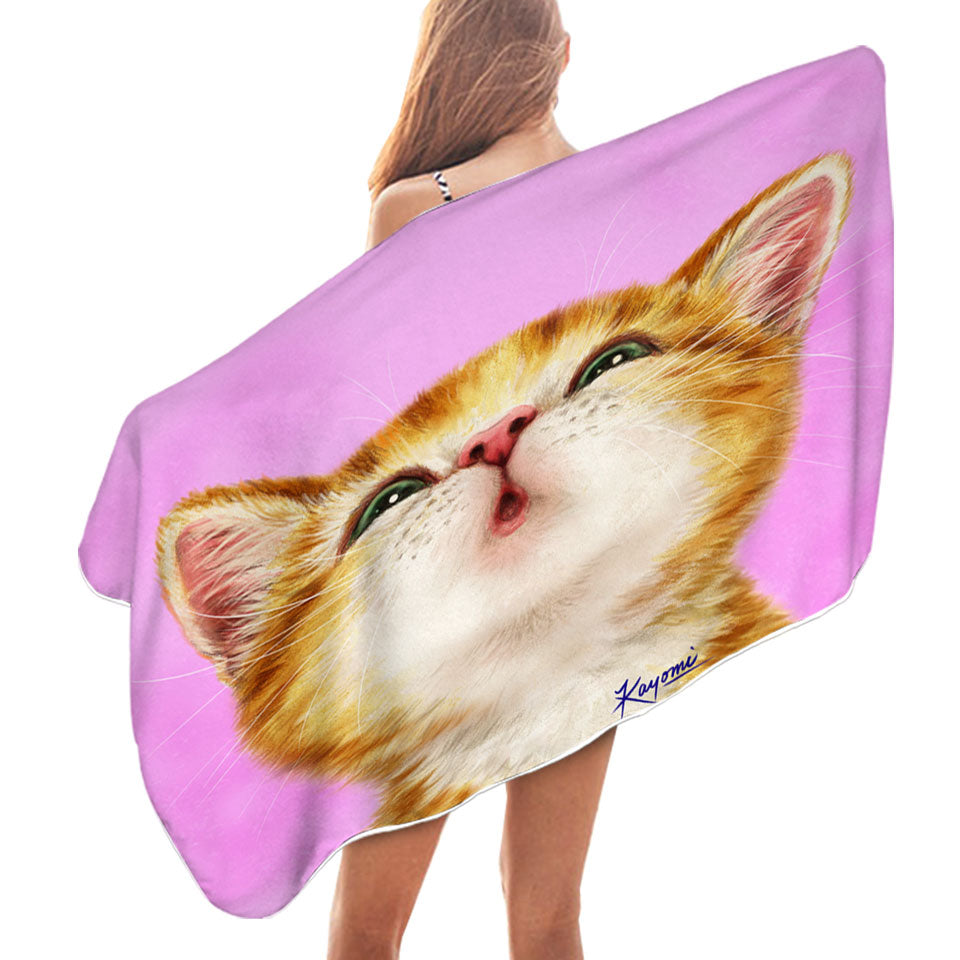 Adorable Ginger Kitty Cat Funny Towels