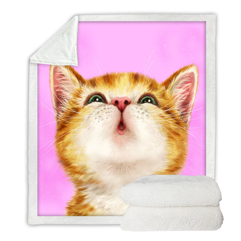 Adorable Ginger Kitty Cat Kids Throw Blanket