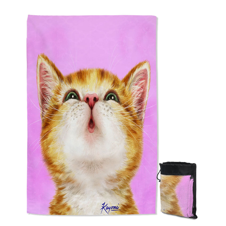 Adorable Ginger Kitty Cat Lightweight Beach Towel