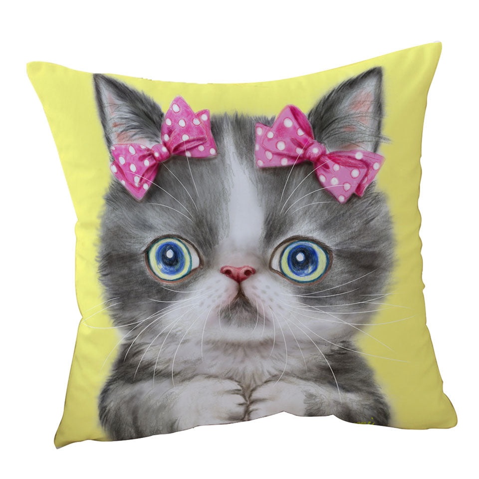 Adorable Grey White Girl Kitten Cushions