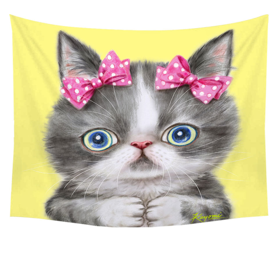 Adorable Grey White Girl Kitten Tapestry