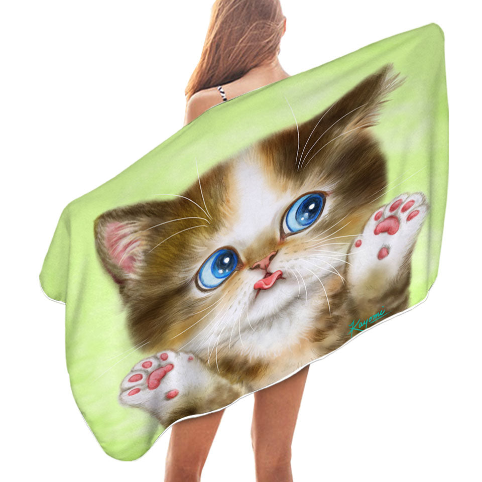 Adorable Innocent Baby Cat Pool Towel for Kids