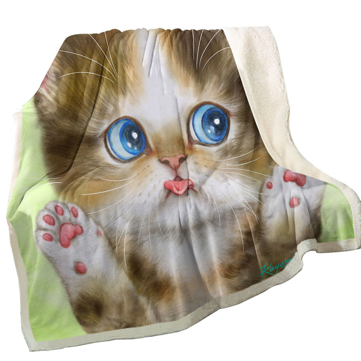 Adorable Innocent Baby Cat Sherpa Blanket for Kids