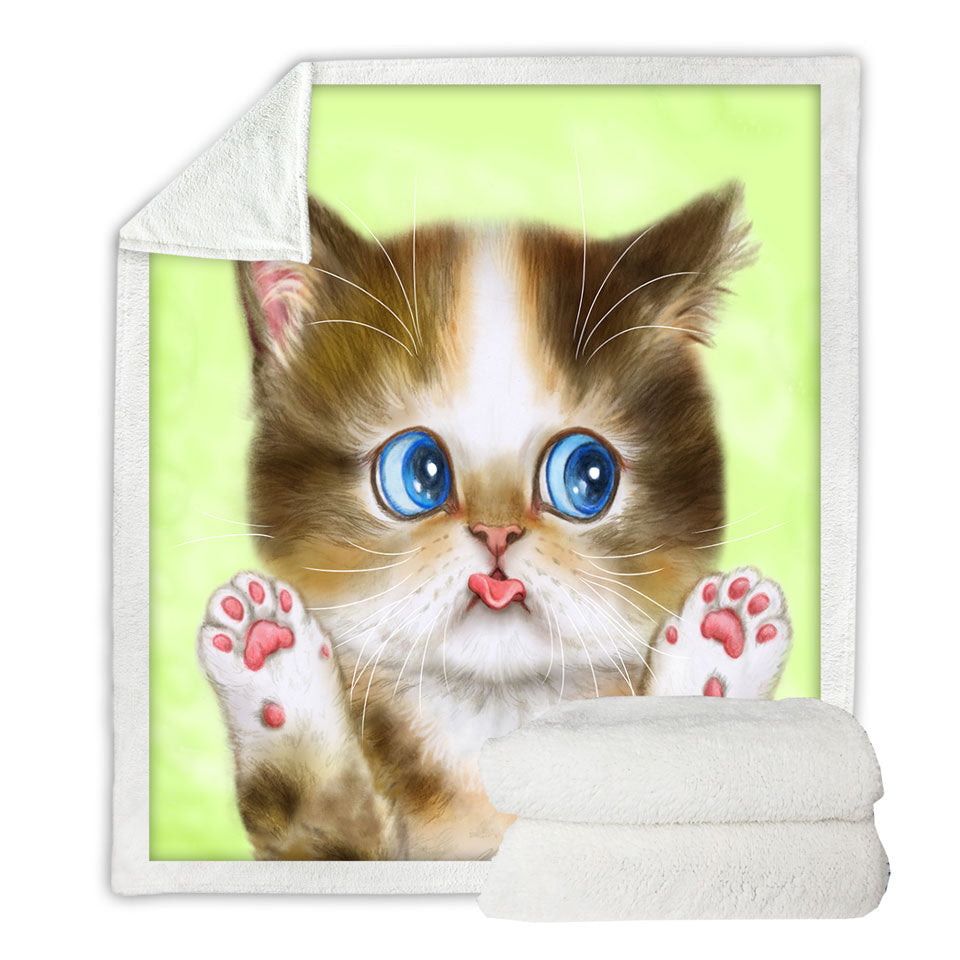 Adorable Innocent Baby Cat Throw Blanket for Kids