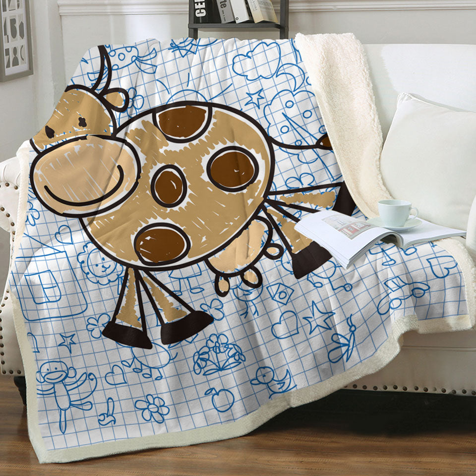 Adorable Kids Blankerts Drawing of a Cow