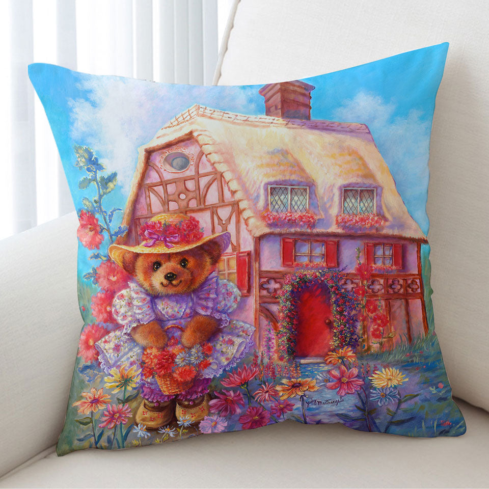 Adorable Kids Cushion Covers Vintage Art Painting the Little Bear House