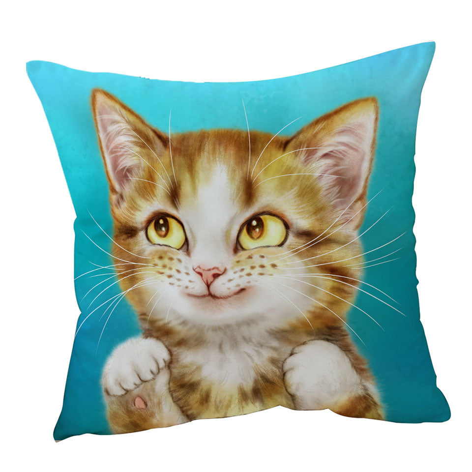 Adorable Kids Cushions Smiling Tiger Tabby Kitty Cat