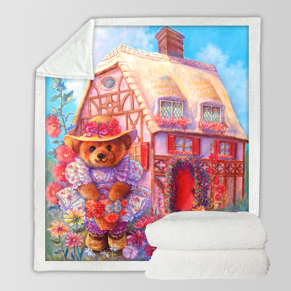 products/Adorable-Kids-Sherpa-Blankets-Vintage-Art-Painting-the-Little-Bear-House