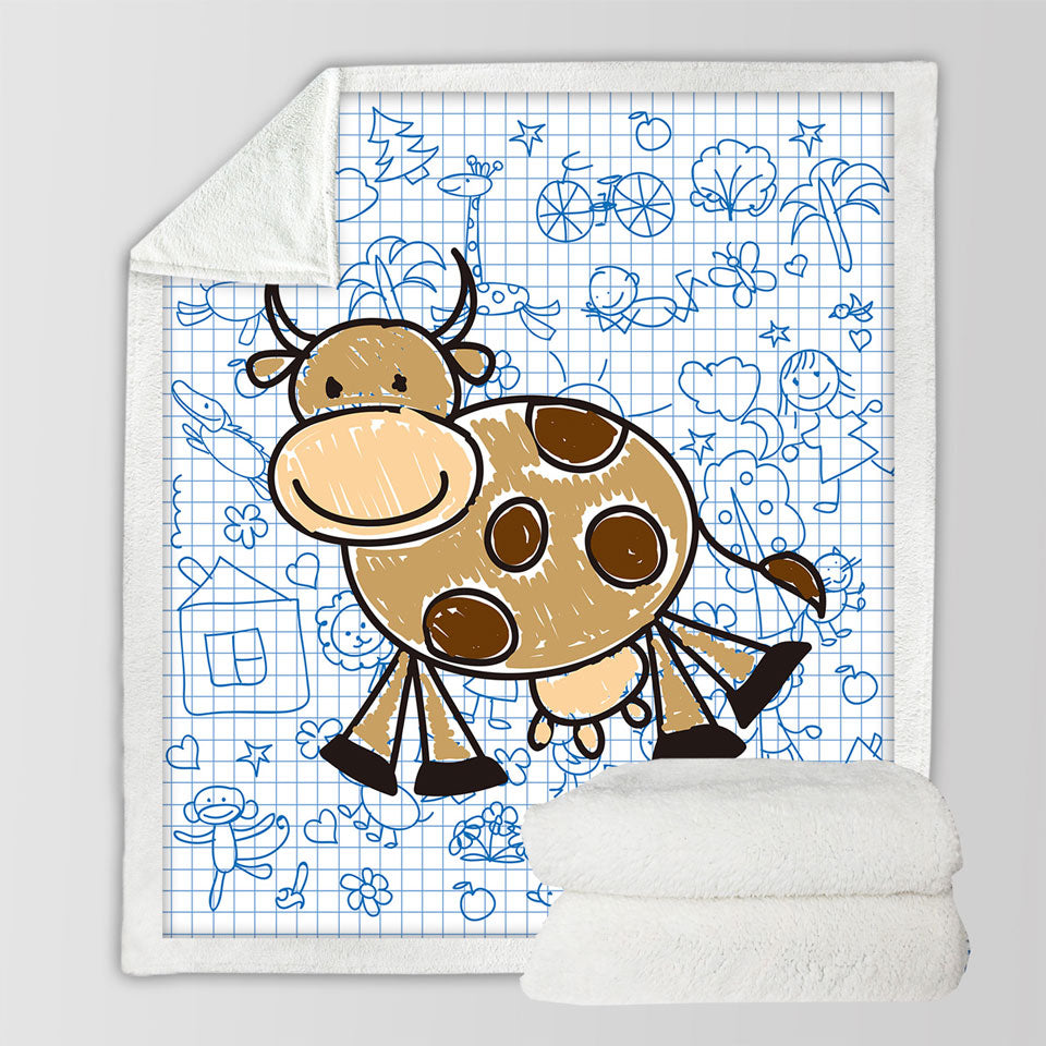 Adorable Kids Throws Drawing of a Cow