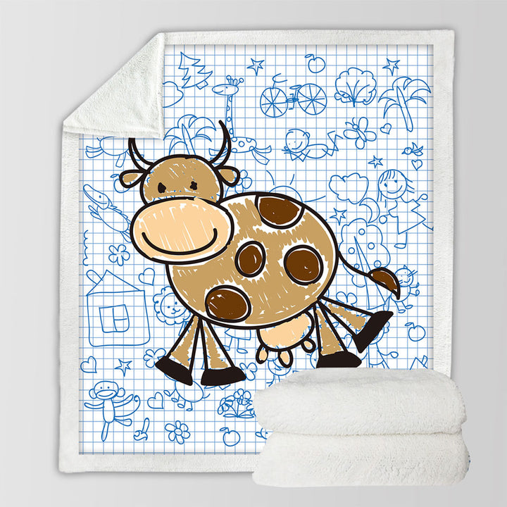 Adorable Kids Throws Drawing of a Cow