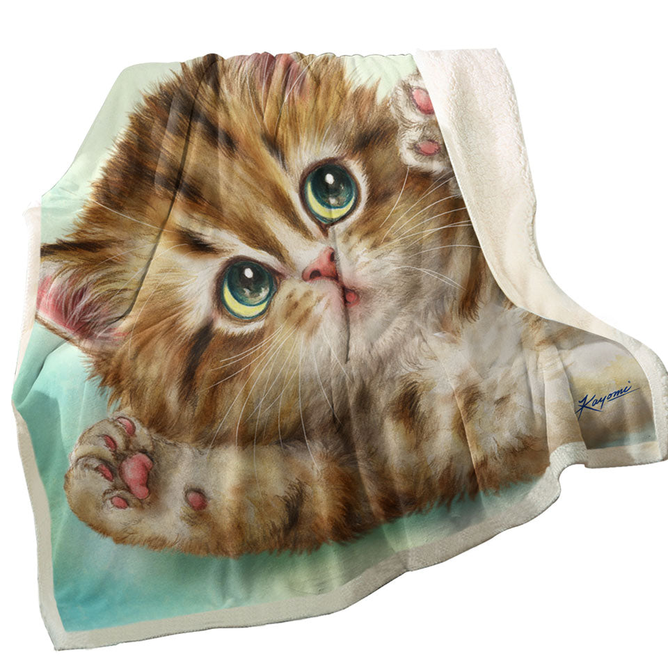 Adorable Kids Throws Kittens Art Relaxing Kitty Cat