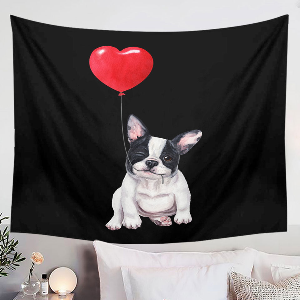 Adorable Loving French Bulldog Puppy Wall Decor Tapestry