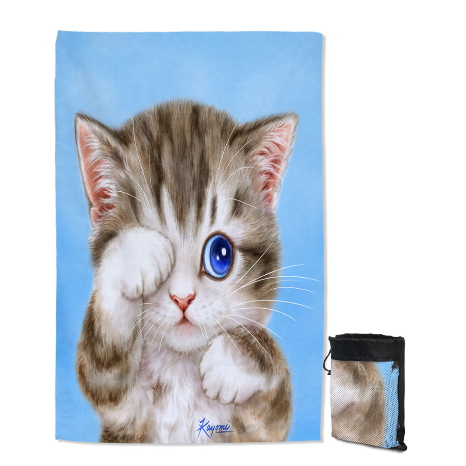 Adorable Microfiber Towels For Travel Baby Blue Eyes Kitty Cat