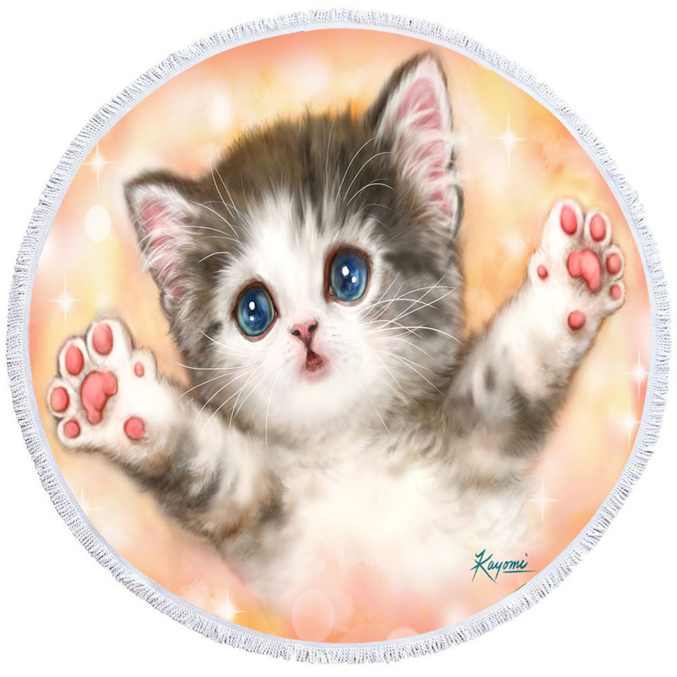 Adorable Microfibre Beach Towels Cute Kitty Cat Wants a Hug