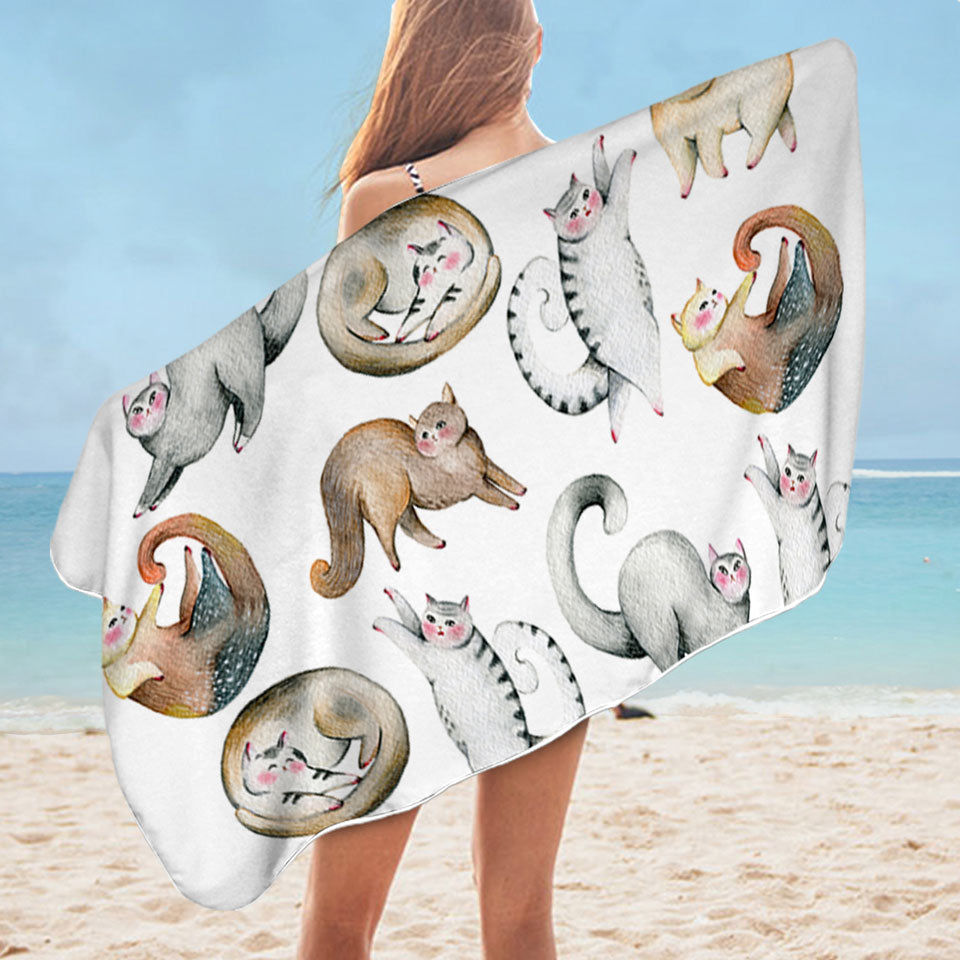 Adorable Microfibre Beach Towels with Cute Cats