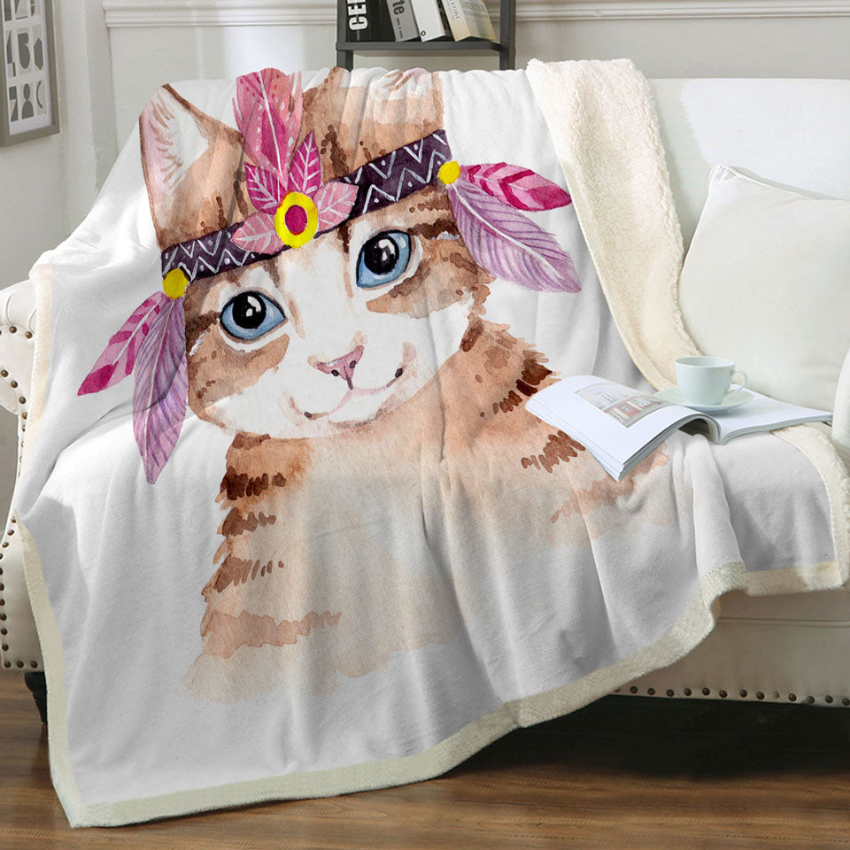 Adorable Native American Kitten Throws for Kids