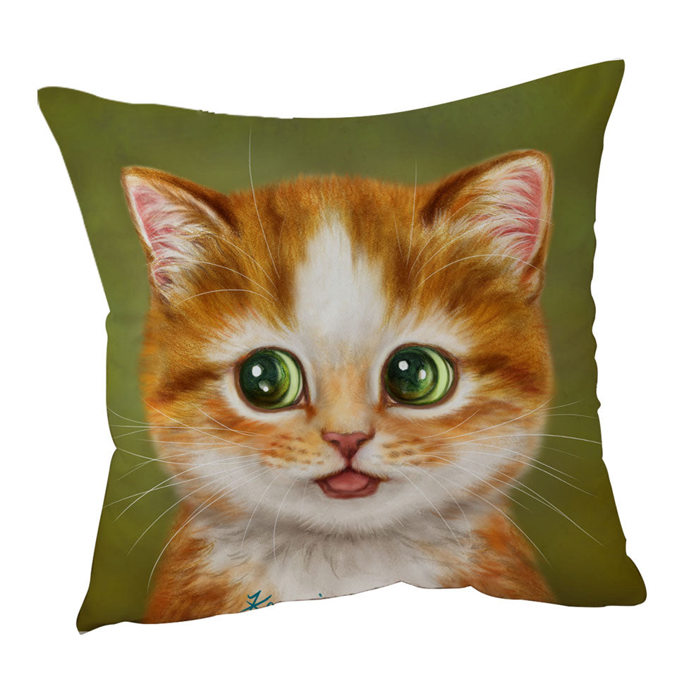 Adorable Painted Ginger kitty Cat Cushion Cover