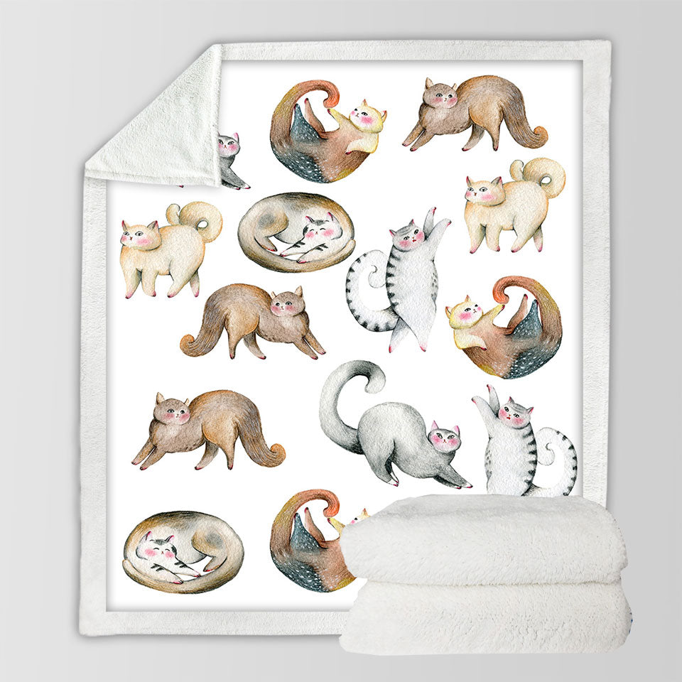 Adorable Poses Cute Cats Throw Blanket