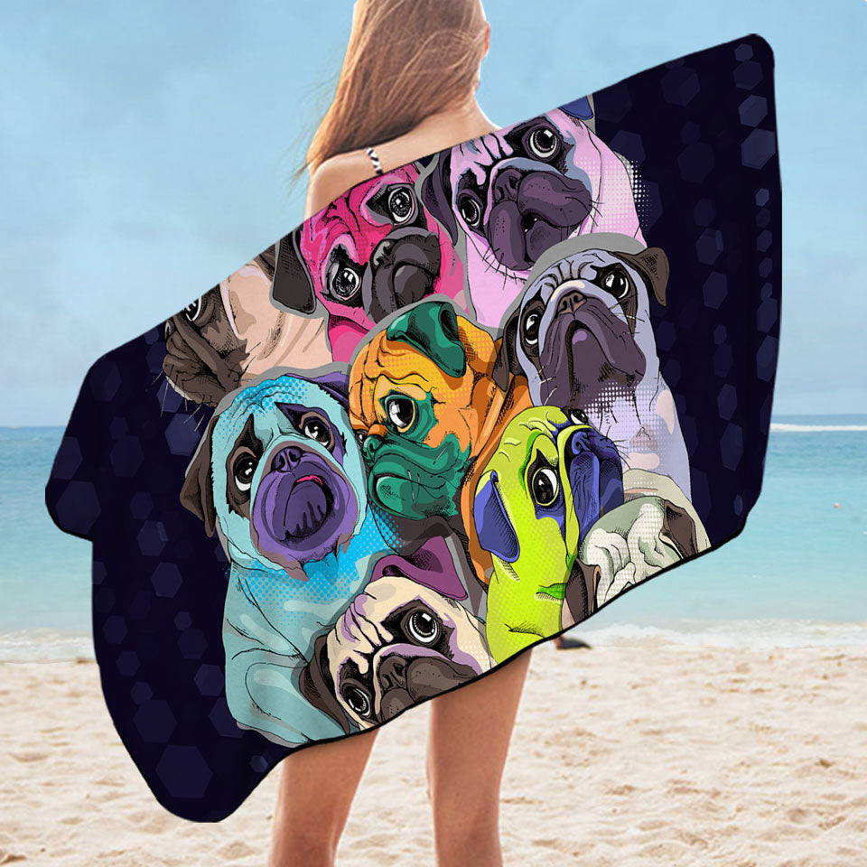 Adorable Pugs Cool Microfibre Beach Towels