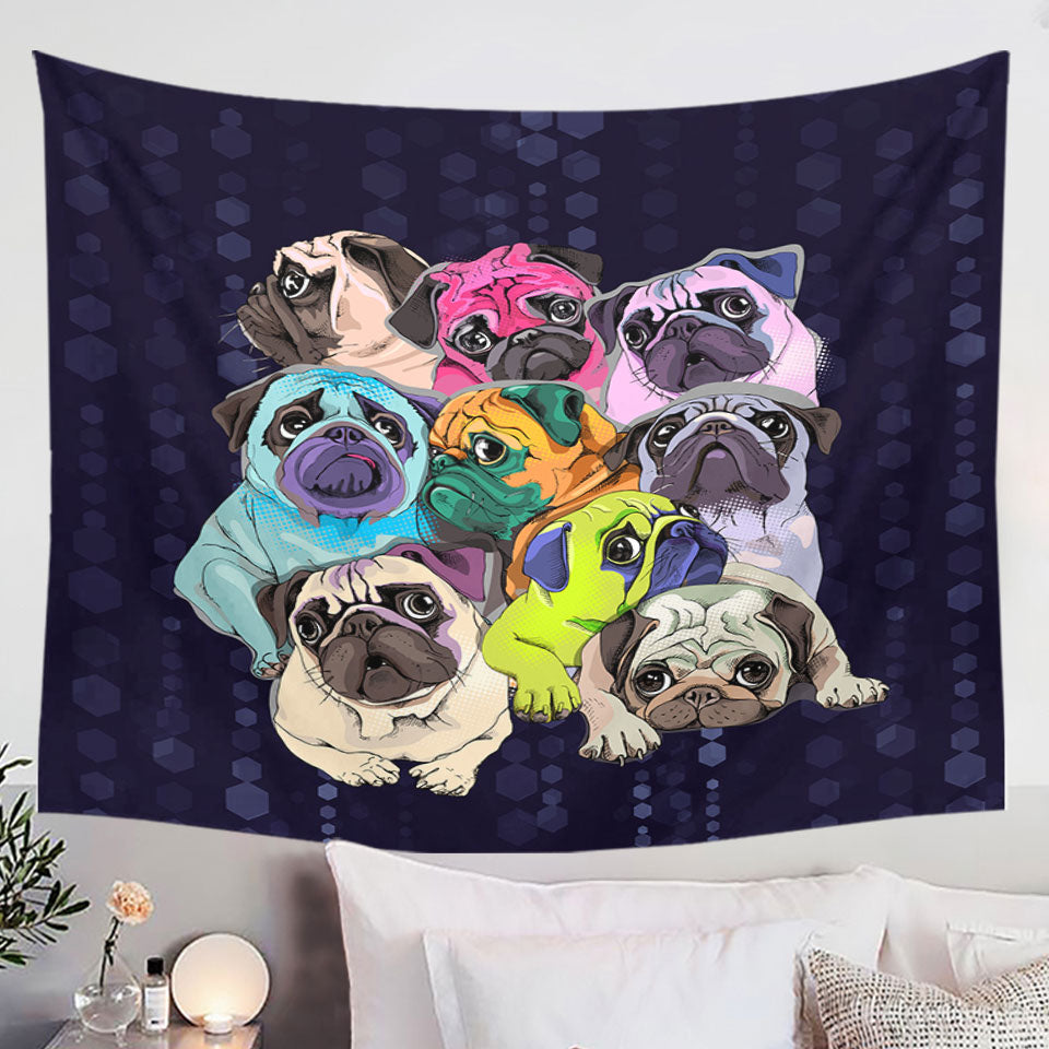 Adorable Pugs Tapestries