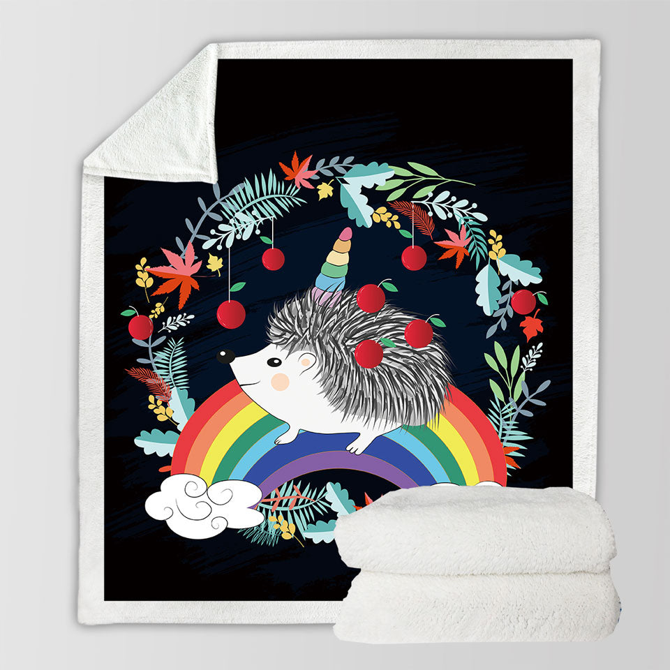 Adorable Rainbow Hedgehog Throw Blanket