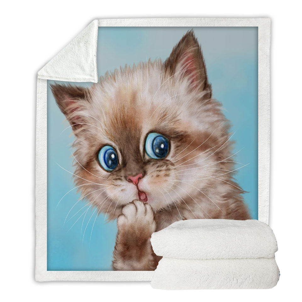 Adorable Sherpa Blanket Brown Tabby Kitten for Kids
