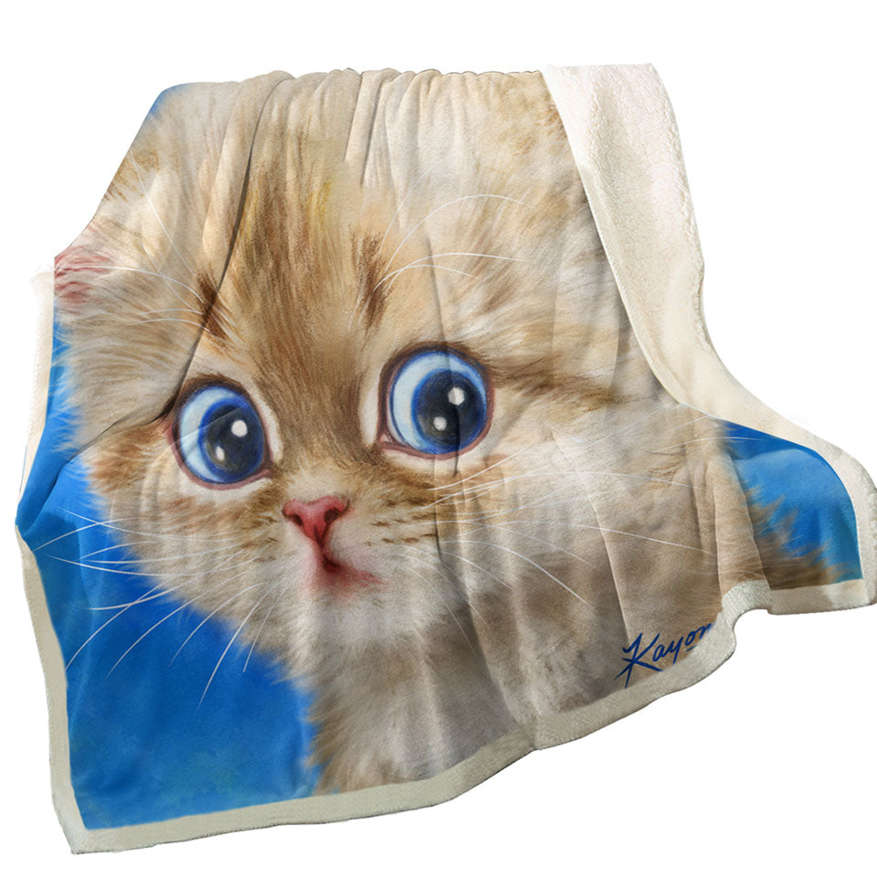Adorable Shy Kitty Cat Throws for Children
