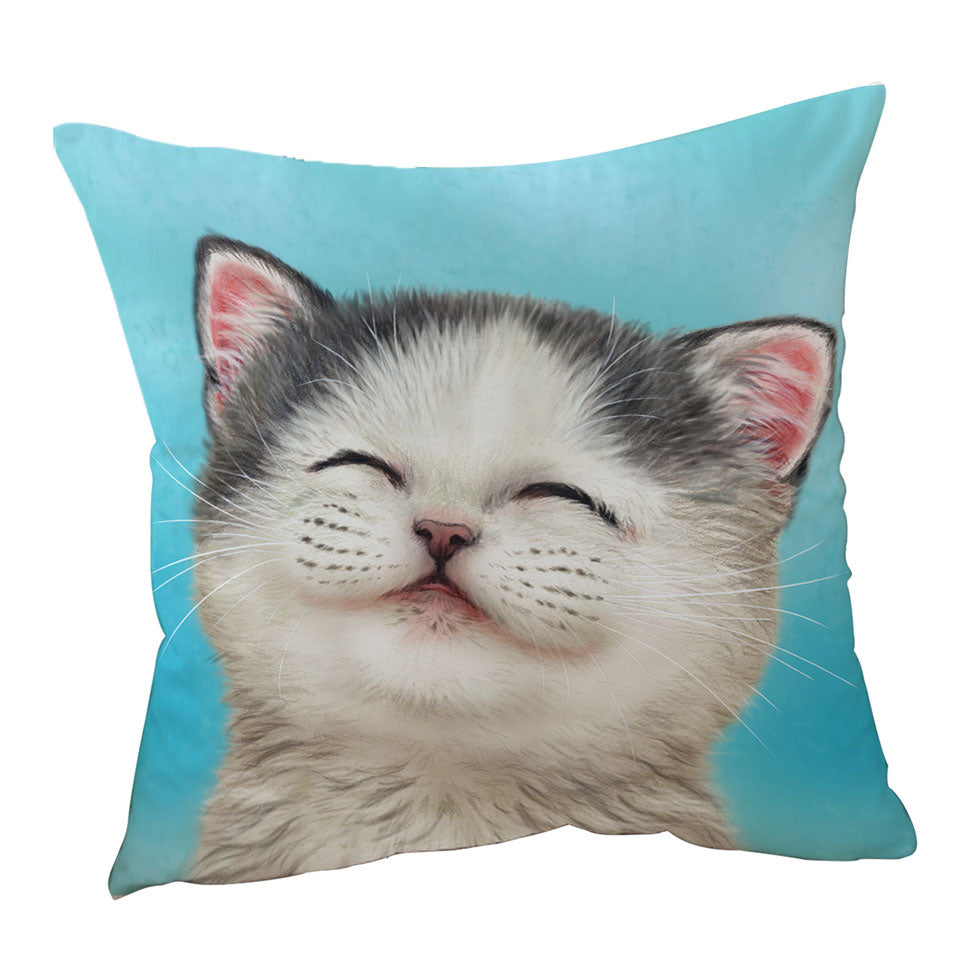 Adorable Smiling Kitten Cushion Covers for Kids