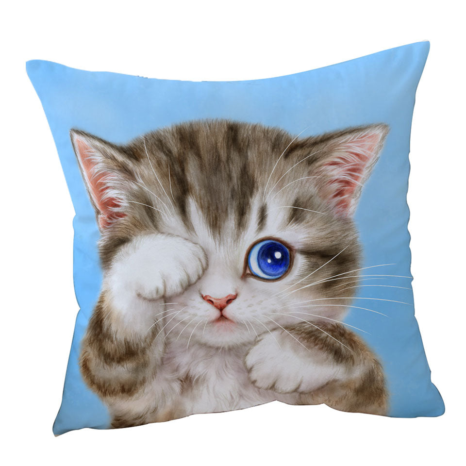 Adorable Throw Cushions Baby Blue Eyes Kitty Cat