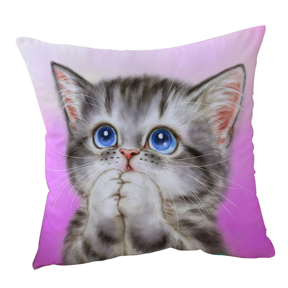 Adorable Throw Cushions Kitten Begs for Love Cute Cats Painting
