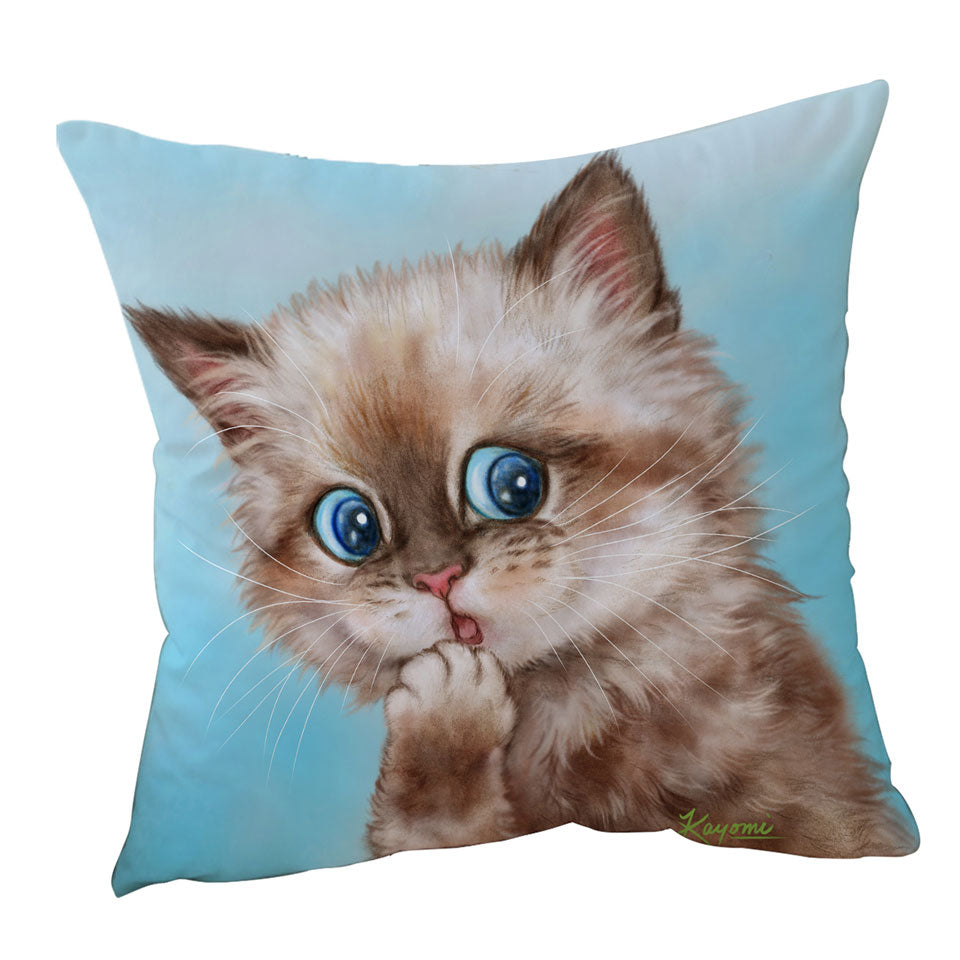 Adorable Throw Pillows Brown Tabby Kitten for Kids