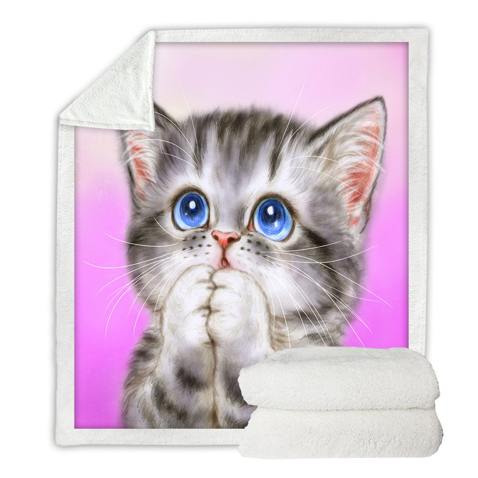 Adorable Throws Kitten Begs for Love Cute Cats Painting