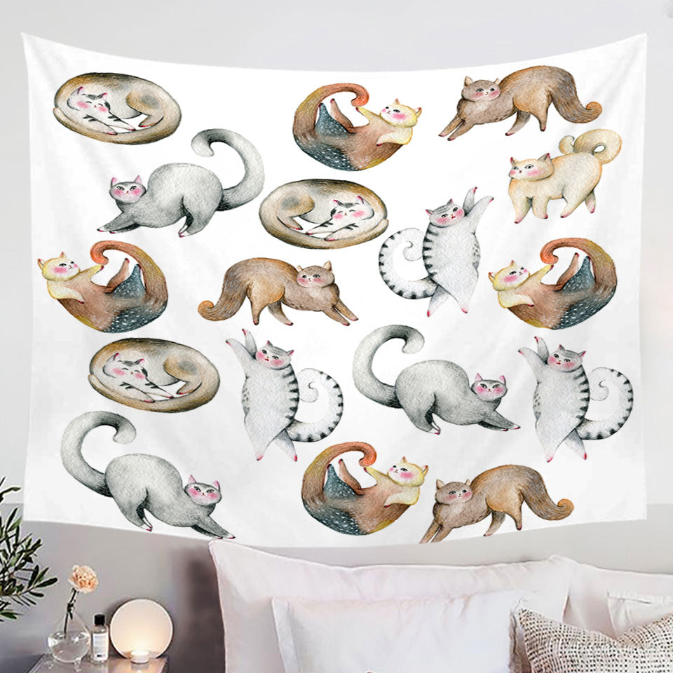 Adorable Wall Decor Tapestry with Cute Cats