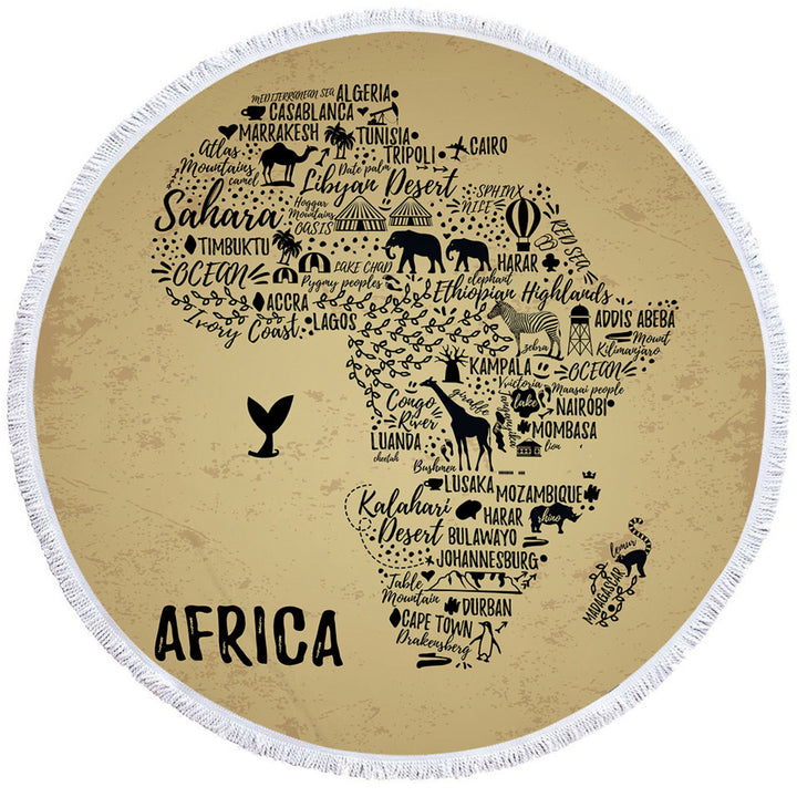 Africa Circle Beach Towel Features The African Continent