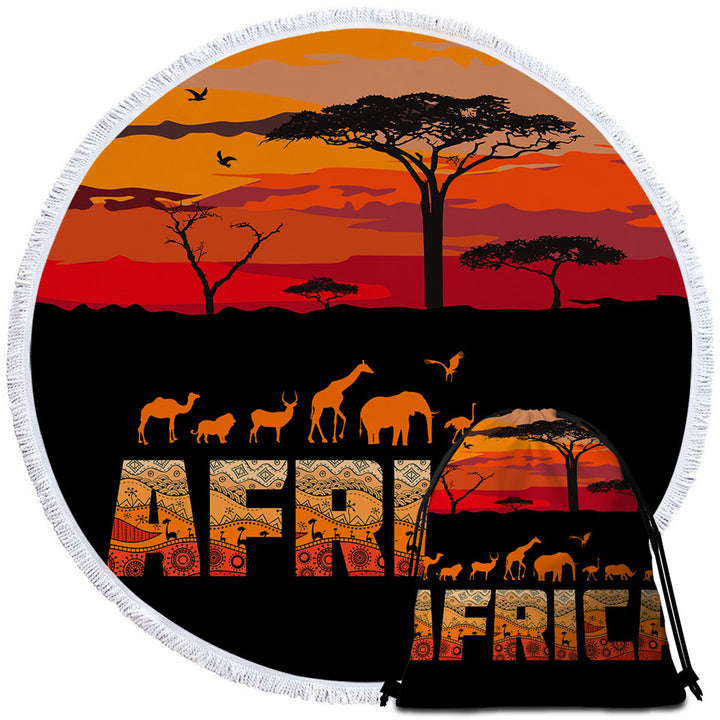 Africa Horizon and Animals Beach Towels and Bags Set
